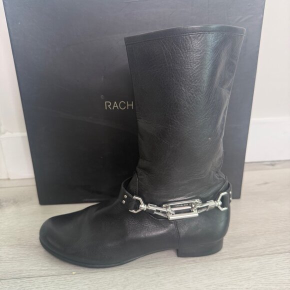 RACHAEL ZOE January Leather Strap Black Boots Size 7 with Box - Picture 4 of 8